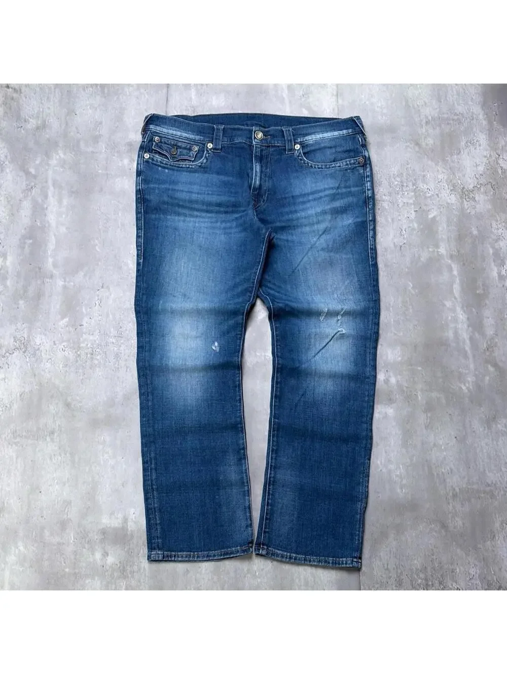 Y2K Blue True Religion Grunge Ricky Straight Denim Jeans